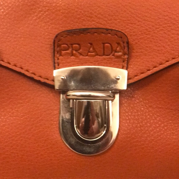 AUTHENTIC/Vintage  -  Orange Leather Prada Handbag - Picture 2 of 8